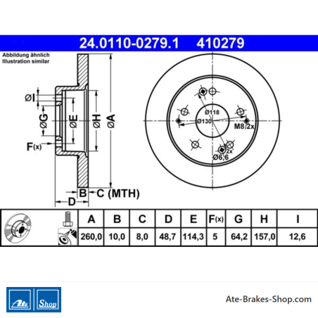 ATE Original 2 Pieces Brake Disk (24011002791) for Honda