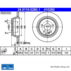 ATE Disque de frein original en 2 pièces (24011002801) pour Mercedes-Benz