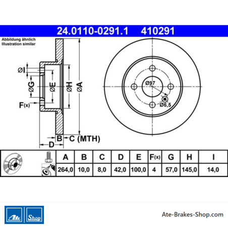 ATE Original 2 Teile Bremsscheibe (24011002911) für Opel