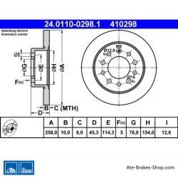 ATE Disco de freno original de 2 piezas (24011002981) para Hyundai