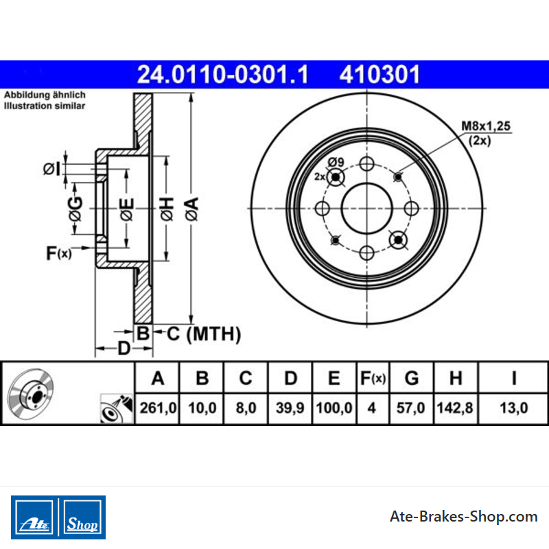 ATE Originele 2-delige remschijf (24011003011) voor Kia