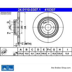ATE Original 2 Pieces Brake Disk (24011003071) for Mazda
