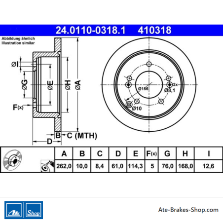 ATE Original 2 Pieces Brake Disk (24011003181) for Hyundai, Kia
