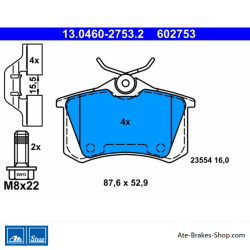 ATE originale Bremsbeläge (13046027532) für Renault