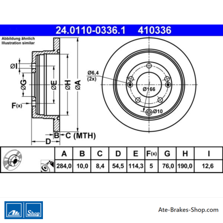 ATE Original 2 Pieces Brake Disk (24011003361) for Hyundai, Kia