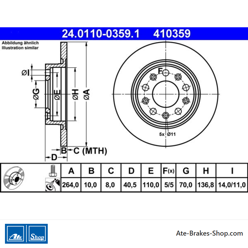 ATE Original 2 Pieces Brake Disk (24011003591) for Alfa Romeo