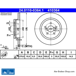 ATE Original 2-teilige Bremsscheibe (24011003641) für Lexus, Toyota