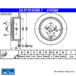 ATE Disque de frein original en 2 pièces (24011003661) pour Subaru, Toyota