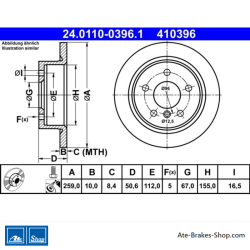 ATE Original 2 Pieces Brake Disk (24011003961) for Mini