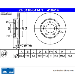 ATE Disco de freno original de 2 piezas (24011004141) para Hyundai, Kia
