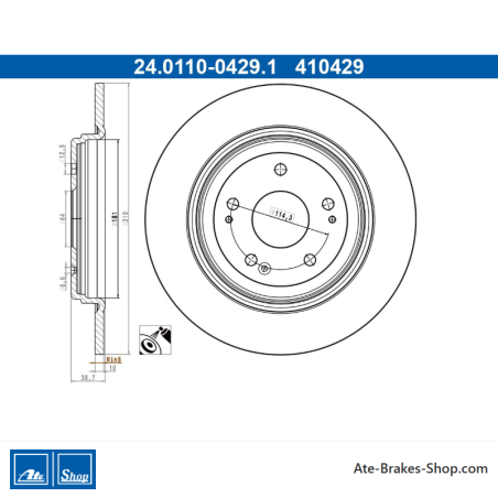 ATE Disco de freno original de 2 piezas (24011004291) para Honda