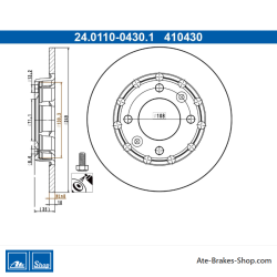 ATE originale zweiteilige Bremsscheibe (24011004301) für Citroën, Opel, Peugeot