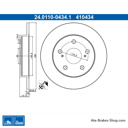 ATE Original 2 Pieces Brake Disk (24011004341) for Toyota