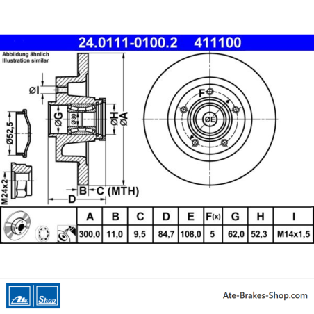 ATE Disco de freno original (24011101002) para Renault