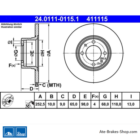 ATE Original-2-teilige Bremsscheibe (24011101151) für Lada