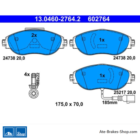 ATE originale Bremsbeläge (13046027642) für Seat, Skoda, Volkswagen (VW)