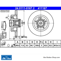 ATE Original Brake Disk (24011101672) for Renault
