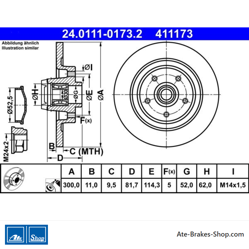 ATE Disque de frein original (24011101732) pour Renault