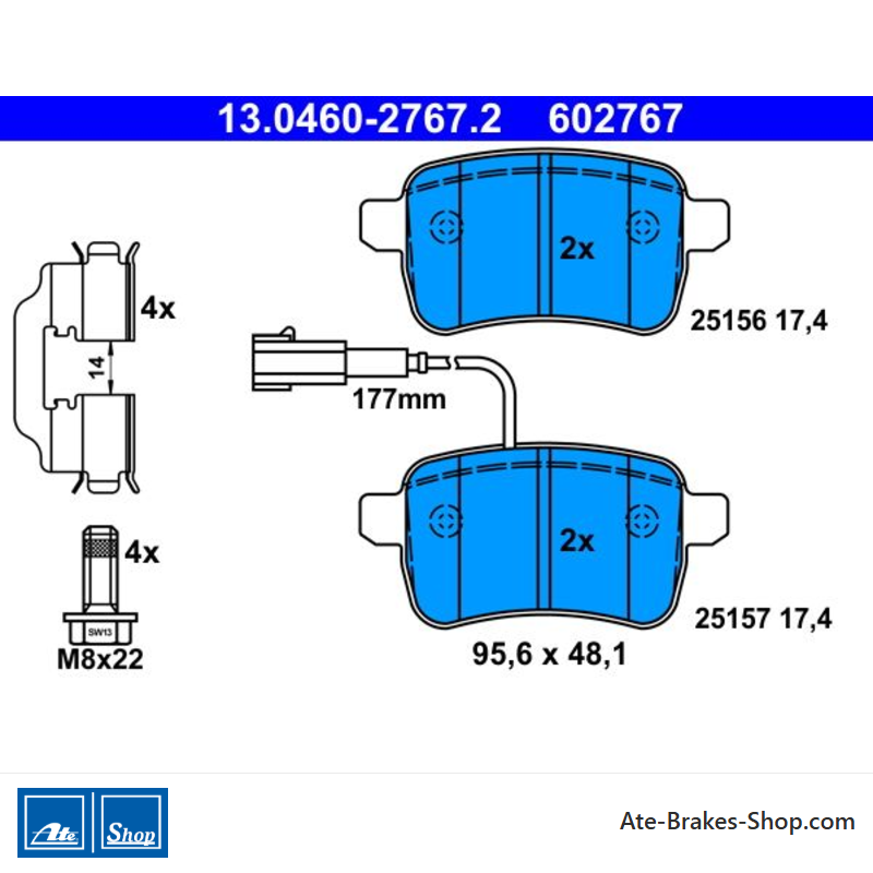 ATE plaquettes de frein d’origine (13046027672) pour Alfa Romeo