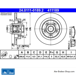ATE Originale Bremsscheibe (24011101892) für Renault