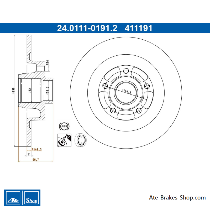 ATE Disco de freno original (24011101912) para Renault
