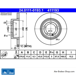 ATE Original 2 Pieces Brake Disk (24011101931) for Mercedes-Benz
