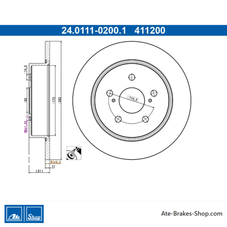 ATE Originale zweiteilige Bremsscheibe (24011102001) für Toyota
