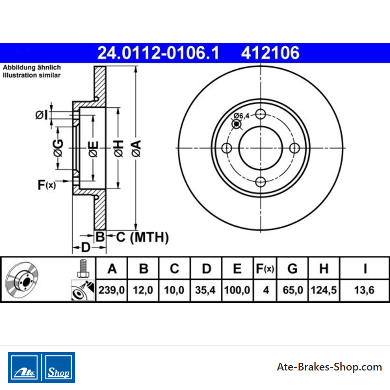 ATE Original 2 Pieces Brake Disk (24011201061) for Audi, Seat, Volkswagen (VW)