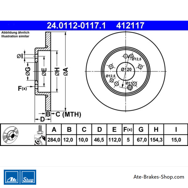 ATE Original 2 Pieces Brake Disk (24011201171) for Mercedes-Benz