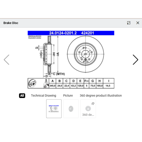 ATE 2 Stuks remschijf (2401240201202) voor BMW
