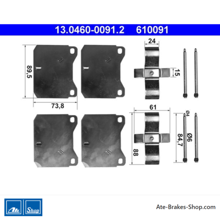 ATE Originales Bremsbelag-Zubehörset (13046000912) für Volkswagen (VW)