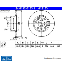 ATE Original 2-teilige Bremsscheibe (24011201331) für Renault