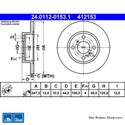 ATE Disco de freno original de 2 piezas (24011201531) para Opel, Suzuki