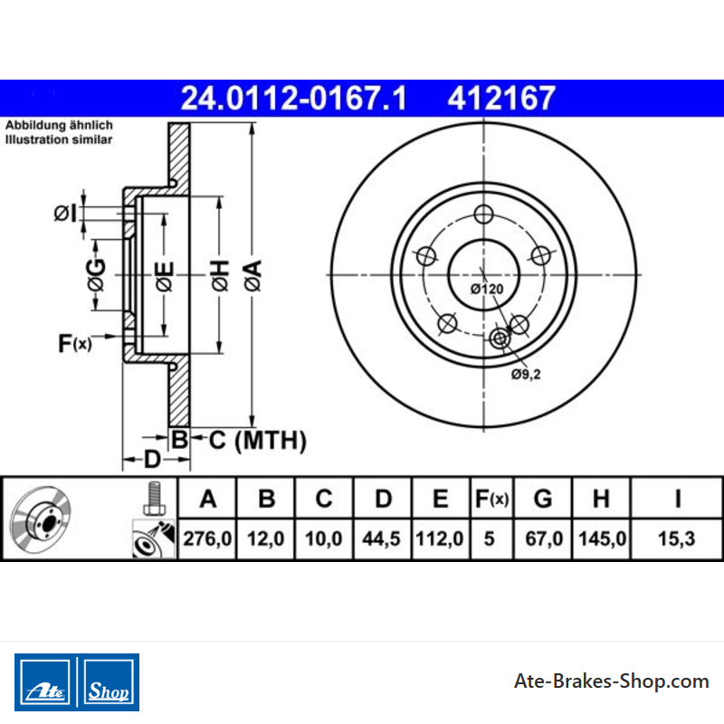 ATE Original 2 Pieces Brake Disk (24011201671) for Mercedes-Benz