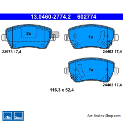 ATE originale Bremsbeläge (13046027742) für Nissan