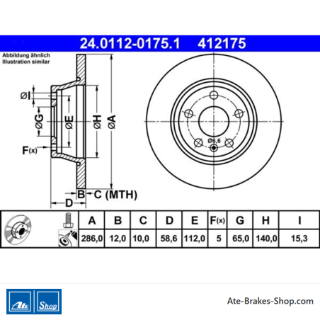 ATE Original 2 Pieces Brake Disk (24011201751) for Audi