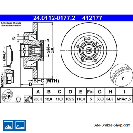 ATE Original-Bremsscheibe (24011201772) für Nissan, Opel, Renault