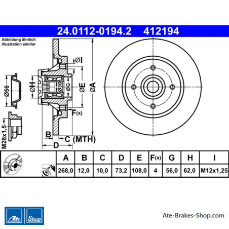 ATE Original Brake Disk (24011201942) for Citroën, Peugeot