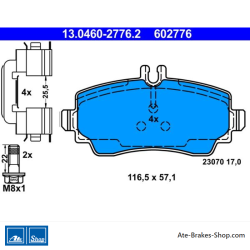 ATE plaquines de frein d’origine (13046027762) pour Mercedes-Benz