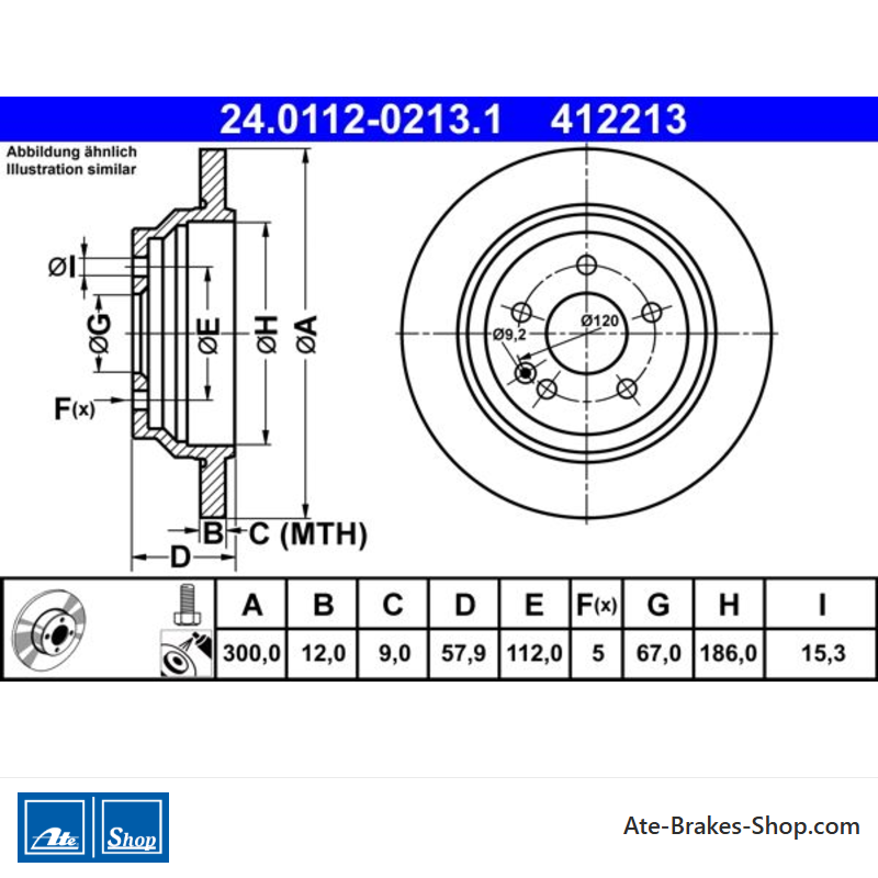 ATE Disque de frein original en 2 pièces (24011202131) pour Mercedes-Benz