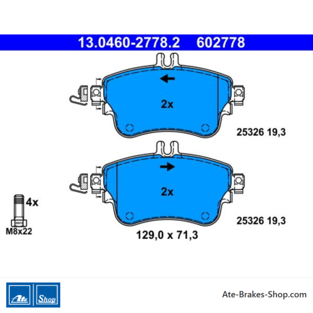 ATE pastillas de freno originales (13046027782) para Mercedes-Benz
