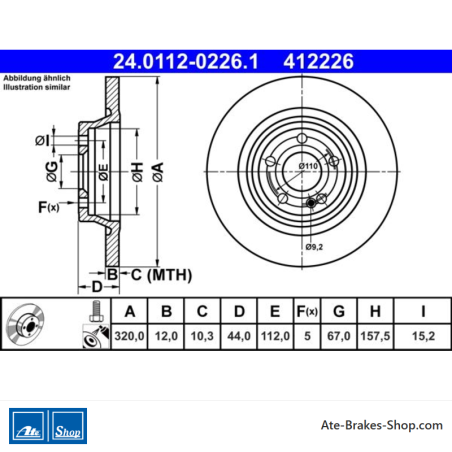 ATE Original 2 Pieces Brake Disk (24011202261) for Mercedes-Benz
