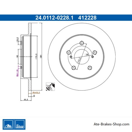 ATE Disque de frein original en 2 pièces (24011202281) pour Lexus, Toyota