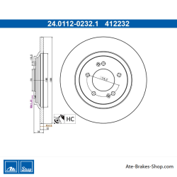 ATE Original 2 Pieces Brake Disk (24011202321) for Hyundai
