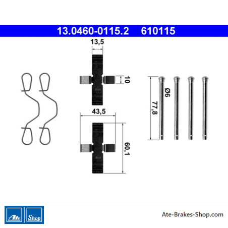 ATE Kit d’accessoires pour plaquettes de frein d’origine (13046001152) pour Audi, Volkswagen (VW)