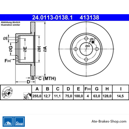 ATE Originele 2-delige remschijf (24011301381) voor BMW