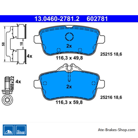ATE plaquettes de frein d’origine (13046027812) pour Mercedes-Benz
