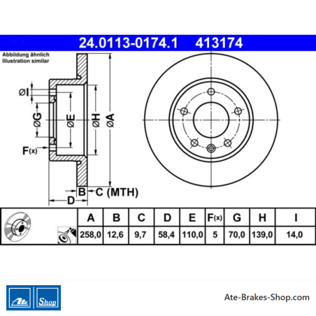 ATE Original 2 Pieces Brake Disk (24011301741) for Opel