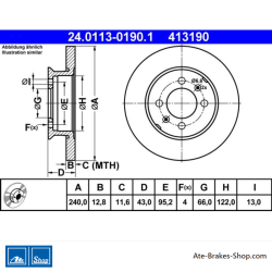ATE Original 2 Pieces Brake Disk (24011301901) for Rover