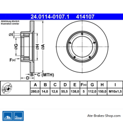 ATE Originale 2-teilige Bremsscheibe (24011401071) für Peugeot